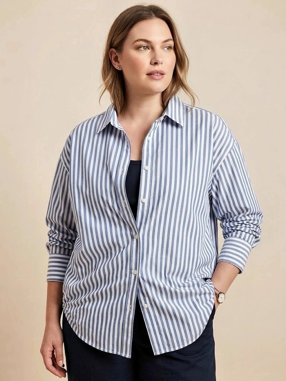 Blue & White Striped Button Down